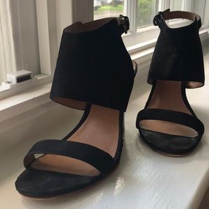 Halogen black suede sandal wedges